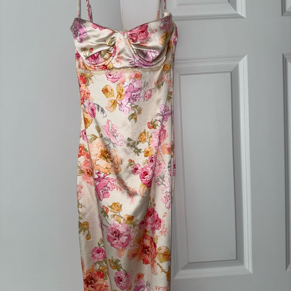 House of CB Floral Maxi Dress - Pink and Cream